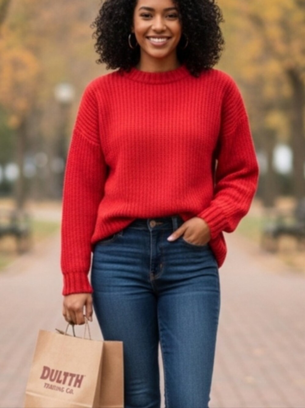 Duluth Trading Co Heritage Shaker Stitch Red Sweater, Sz XL